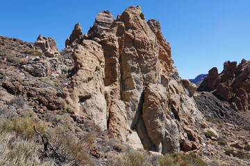 Fototapeta premium Fels an der Felsformation Roques de García im Hochland Las Cañadas auf Teneriffa