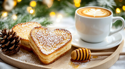 Savor heart-shaped toast and coffee delight at home cozy culinary photography capturing winter happiness