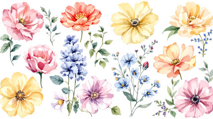 Seamless pattern with flowers, Clipart Colorful spring flowers