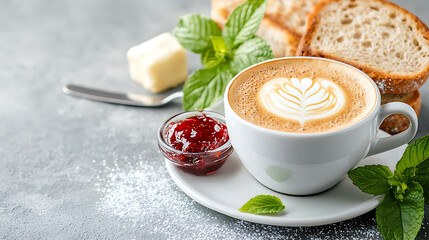 Morning coffee and toast breakfast cozy kitchen food photography warm atmosphere close-up culinary delight