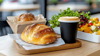 Enjoying freshly baked croissant and coffee at home close-up food photography in cozy atmosphere morning breakfast delight