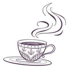 Elegant cup of coffee with steam isolated on white background