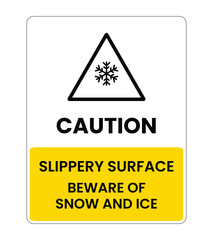 Caution Slippery Surface Take Extra Care Warning Sign