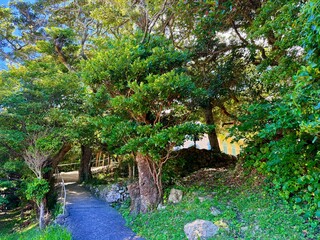 Seaside scenery of Naru Island, Goto Islands, Nagasaki, Japan – traditional houses, canal, and...