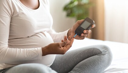 Pregnant Woman Monitoring Blood Glucose Levels at Home