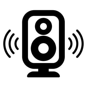 black speaker emitting sound waves clip art preview