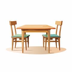 Schlichter Esstisch mit zwei St&uuml;hlen