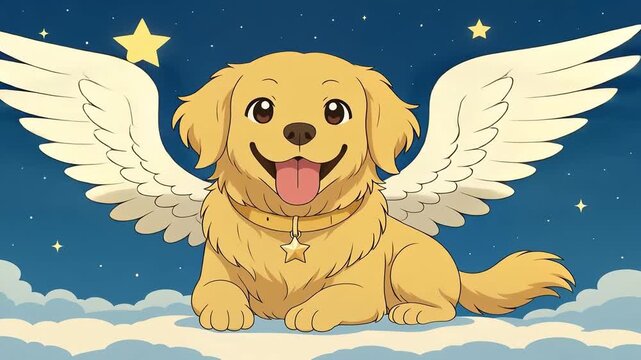 Golden Retriever Angel in the Night Sky