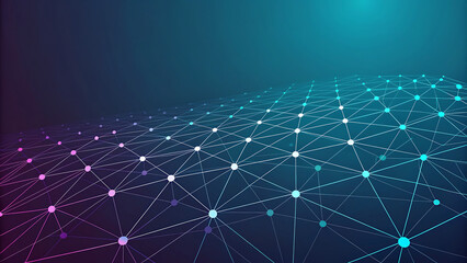 Dynamic interconnected network of glowing nodes and lines creates a futuristic digital web for technology concepts