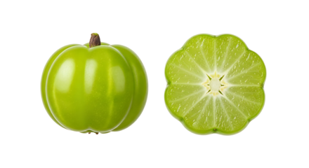 Vibrant Green Lime Whole Fruit and Cross Section.