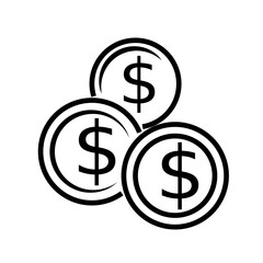 finance and business, Coins icon with copy space for finance and currency concepts on transparent background