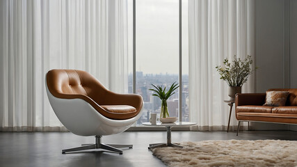 Modern Minimalist Living Room with Lounge Chair