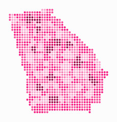 Georgia dotted map. Digital style map of the state on white background. Georgia shape with circle dots. Colored dots style. Large size circles. Awesome vector illustration.