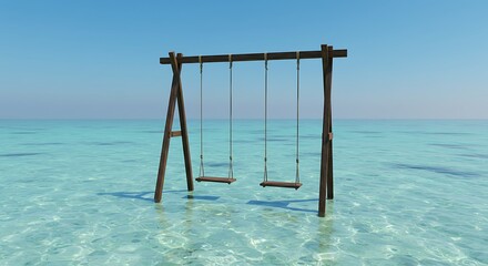 Overwater Swings in Turquoise Ocean