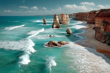 Spectacular Coastal Landscape with Turquoise Waters and Rocky Cliffs