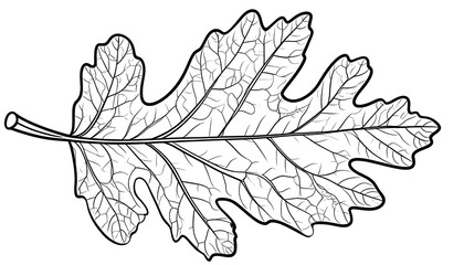 Black and white illustration of a fig leaf with detailed venation, perfect for educational or nature-themed projects