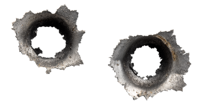 Unique close up view of metallic texture with rough circular holes