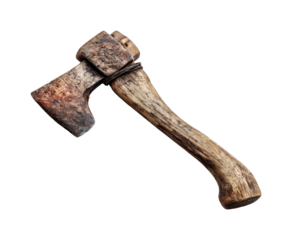 Chopping wood action with an axe forest product rustic environment isolated on transparent background, png
