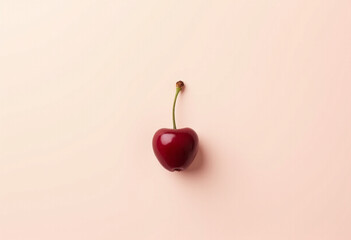 Minimalist arrangement of fresh red cherries on pastel and white backgrounds, creating a clean and modern visual suitable for food styling, healthy lifestyle themes, and editorial use.