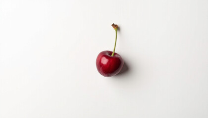 Minimalist arrangement of fresh red cherries on pastel and white backgrounds, creating a clean and modern visual suitable for food styling, healthy lifestyle themes, and editorial use.