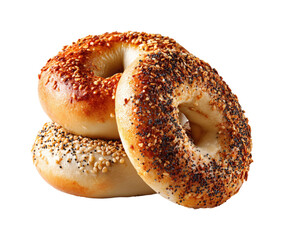 Freshly baked bagels local bakery food cozy environment isolated on transparent background, png