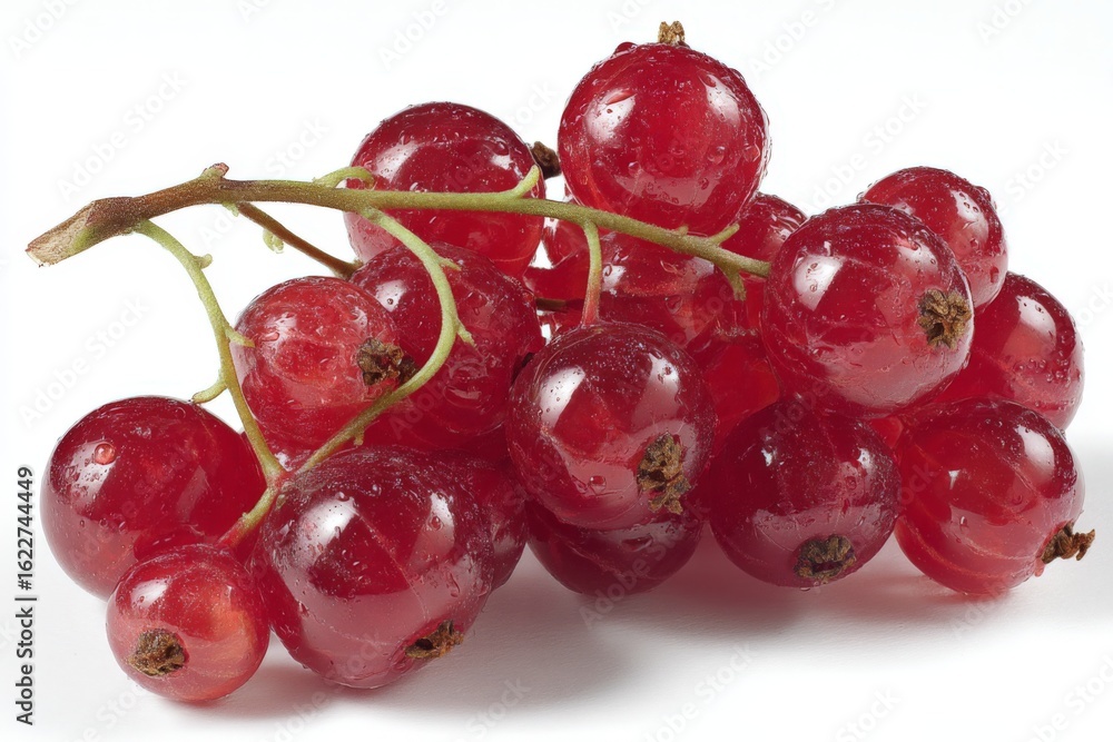 Poster fresh red currants arranged artistically showcasing natural texture and color in a bright setting