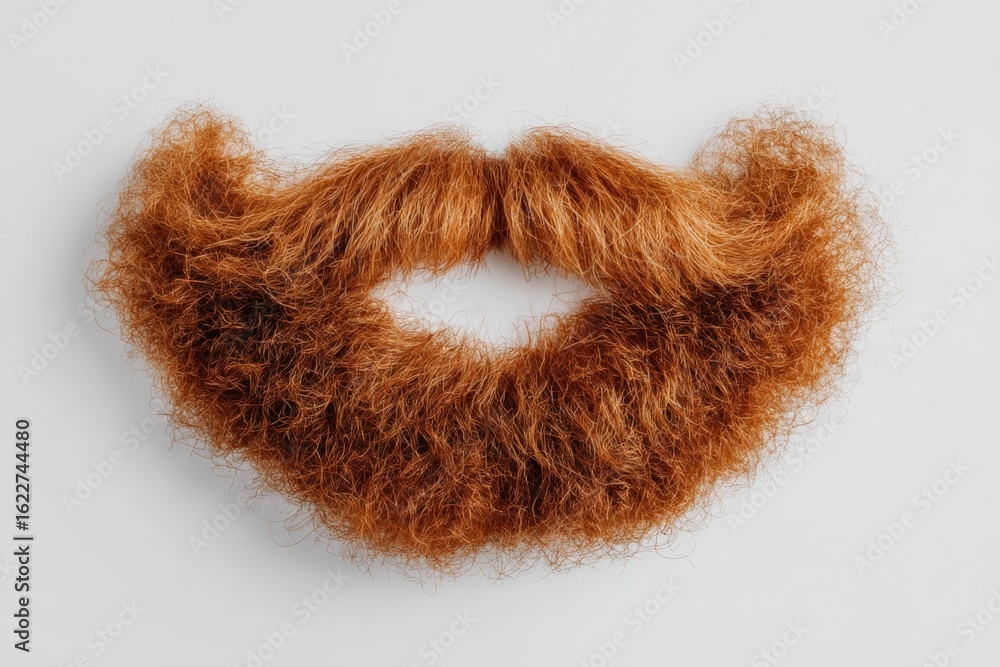 Poster unique curly orange beard displayed on a neutral background highlighting its texture and shape