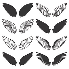 Obraz premium Variety of Angel Wings and Feathered Wings Illustrations for Creative Design Projects and Artistic Representations