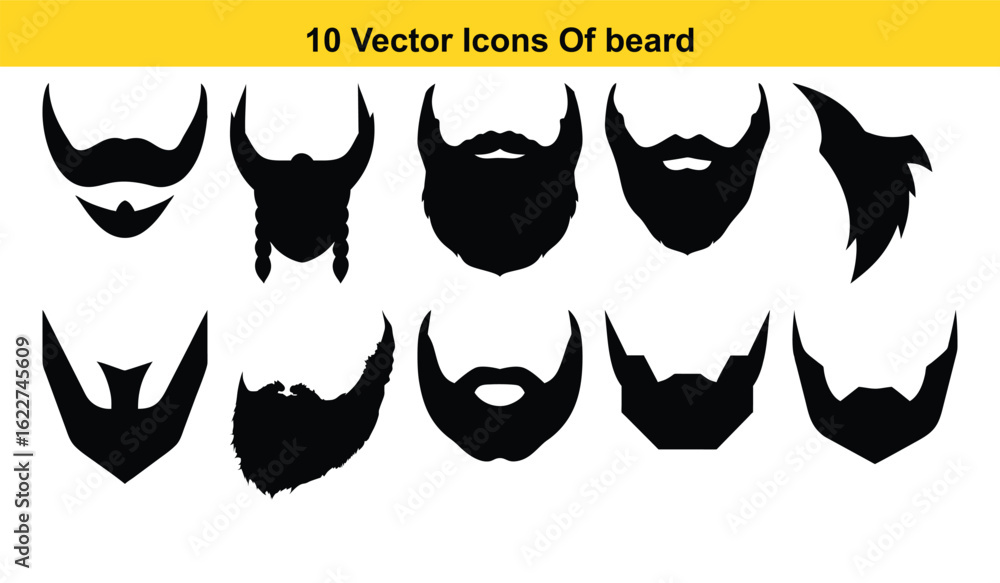 Poster versatile vector illustration featuring a stylized beard design with multiple color options and clea