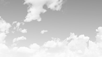 Sky with clouds, a view from an aeroplane above the clouds. Abstract nature background with clouds in light tonality. White cumulus clouds