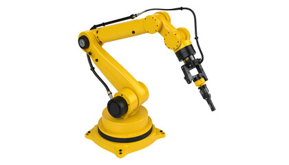 Bright yellow robot with black handle, a futuristic icon of automation yellow