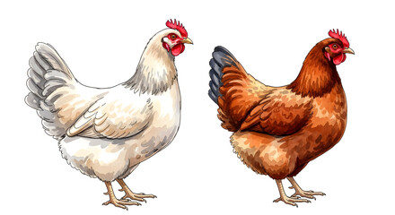 Fototapeta premium HighResolution Images of White and Brown Hens