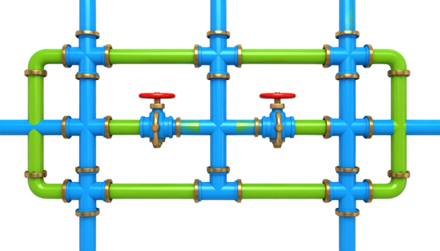 Comprehensive diagram of an industrial pipe system for fluid mechanics analysis
