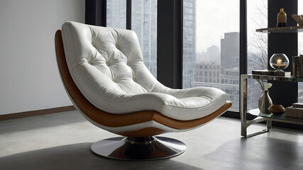 Modern Minimalist Living Room with Lounge Chair