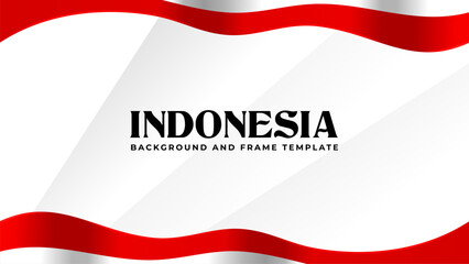 Indonesia Red and White Ribbon Background. Elegant Indonesian Flag Color Frame for Independence Day.