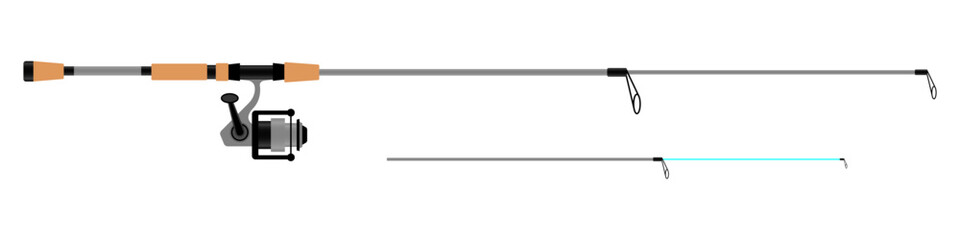 Vector graphic showing a fishing rod with a reel