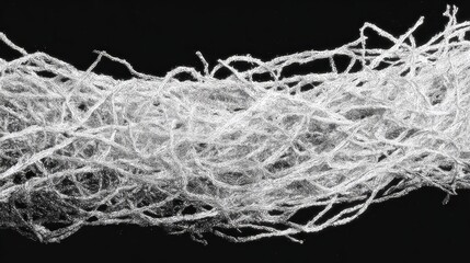 Microscopic View Of White Fibers On Black Background