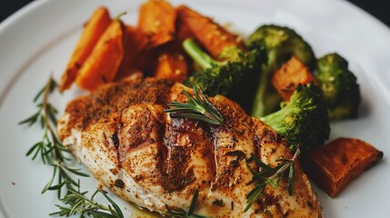 Grilled chicken breast with vegetable salad