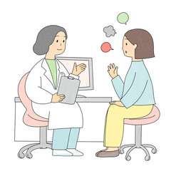 医者に気になる事を話す女性