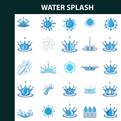 Collection of Water Splash Vector Illustrations in Different Styles and Shapes