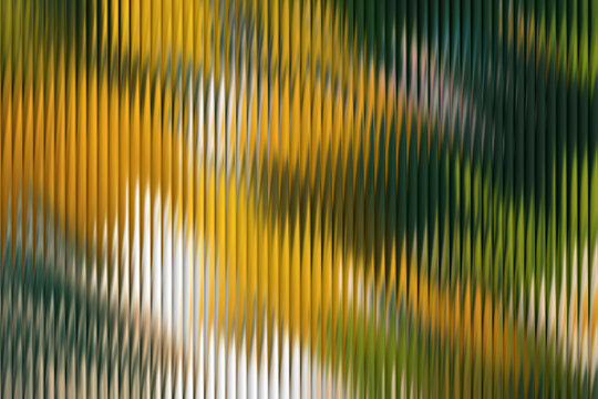 Ripple glass distortion background. Abstract fractal effect ribbed glass texture with vibrant gradients smooth fluted vertical lines. Reeded Bold dynamic design blending futuristic tones