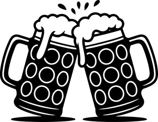 vector of two beer steins clinking together in a cheers pose 