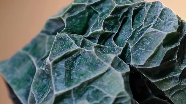 Macro Tracking Shot of Textured Green Beryl Mineral Surface