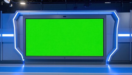 Futuristic green screen display