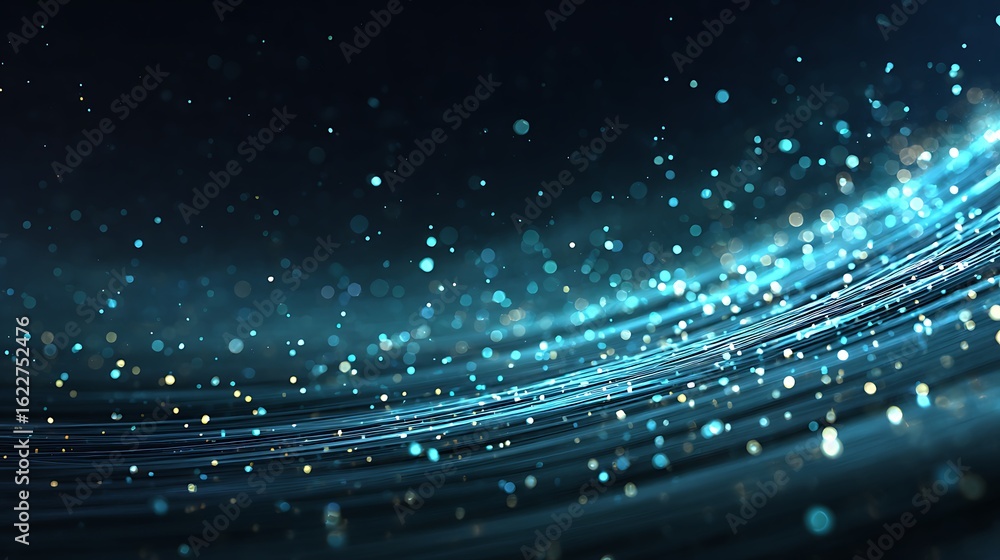 Poster stunning teal particle wave: abstract background for tech & design