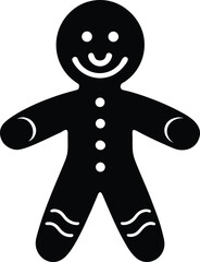 Happy gingerbread man silhouette vector illustration