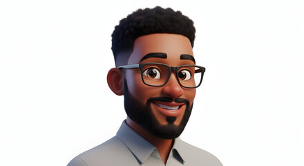 Friendly 3D Cartoon Black Man Avatar Business
