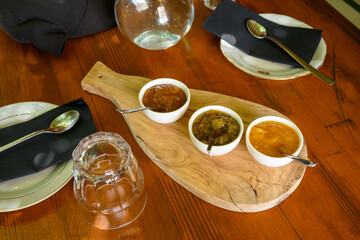 Homemade marmalade with oranges, kiwi and dates served on the island of Brac in Croatia