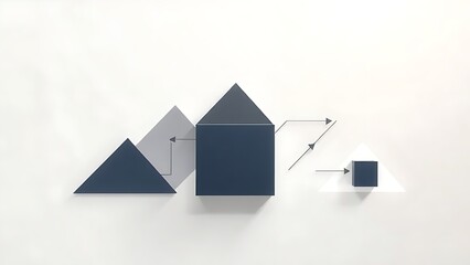 Modern geometric flow diagram on neutral background, representing business efficiency and optimization.