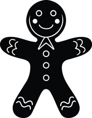 Festive gingerbread man silhouette vector illustration